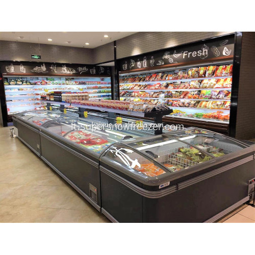 Supermercato Gelo Curved Glass Glass Glass Display Freezer